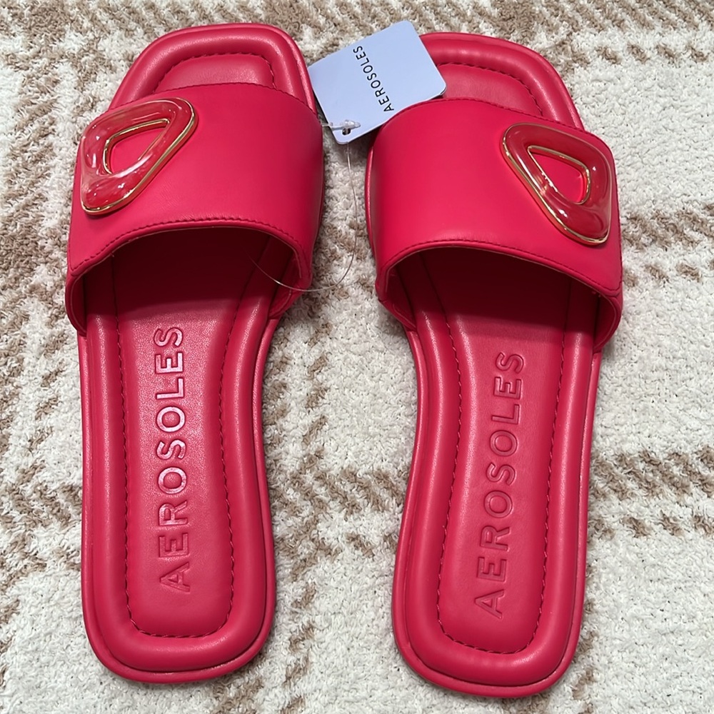 AEROSOLES Vibrant Pink Slide Sandals size 9 new